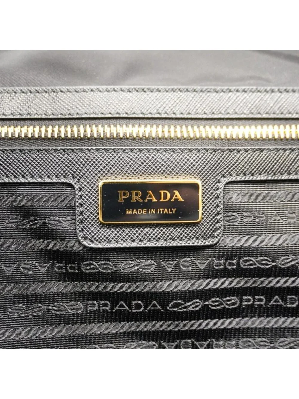 Prada Tote Tessuto Nylon Black Gold
